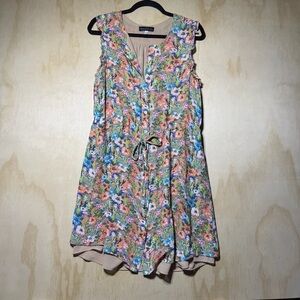 Slate & Willow Floral Sleeveless Dress Size 10 Multicolor Button Front Lined